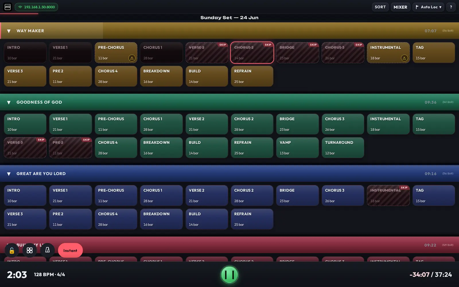 A1Q running as an Ableton Live control surface